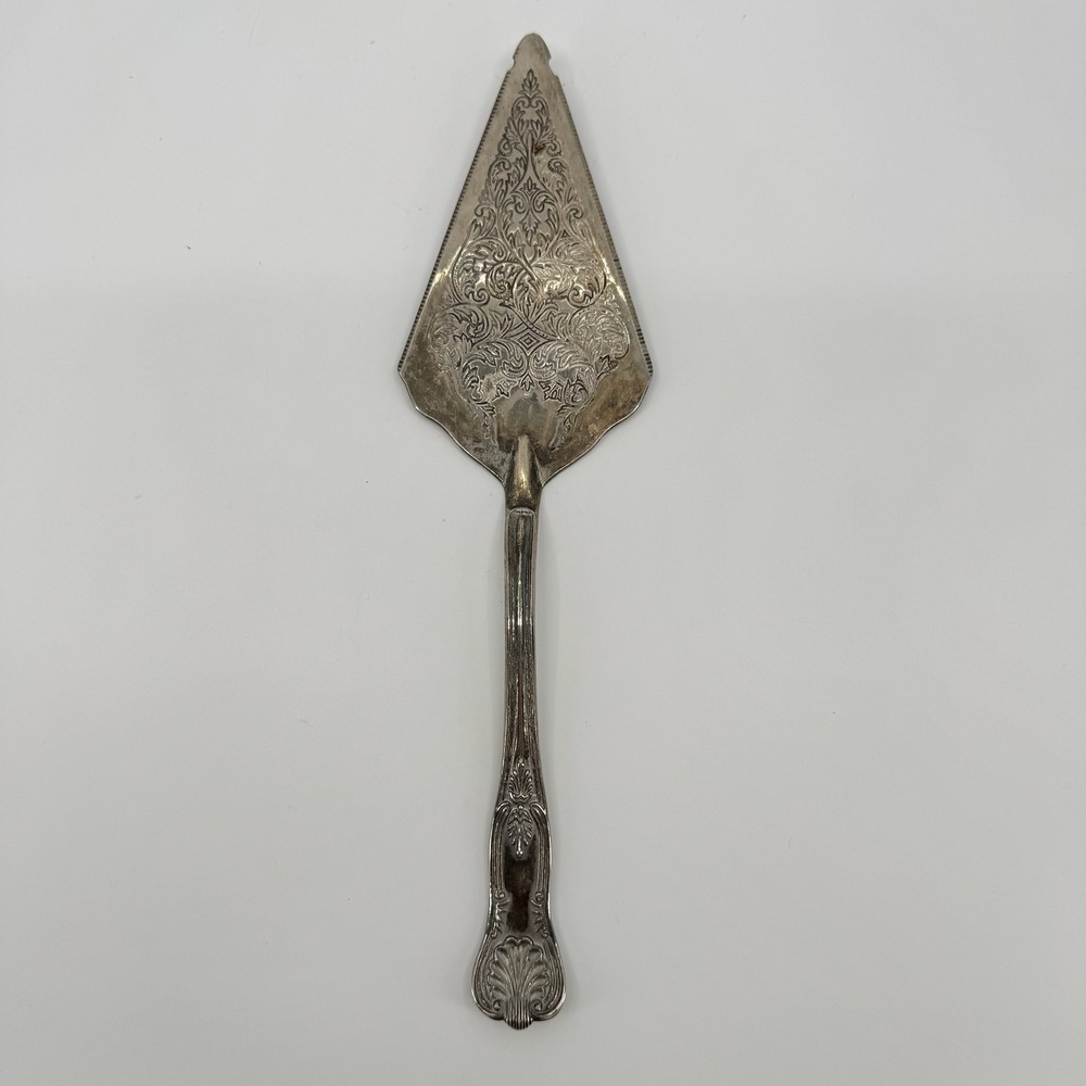 Vtg Antique Silverplate Pie Cake Server Ornate Engraved Dessert Serving Utensil